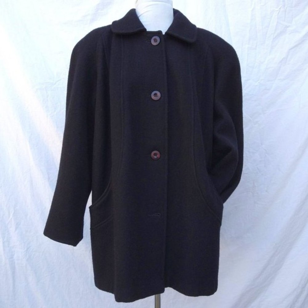 80s/90s Out Brook Black Wool Coat Women's 12
